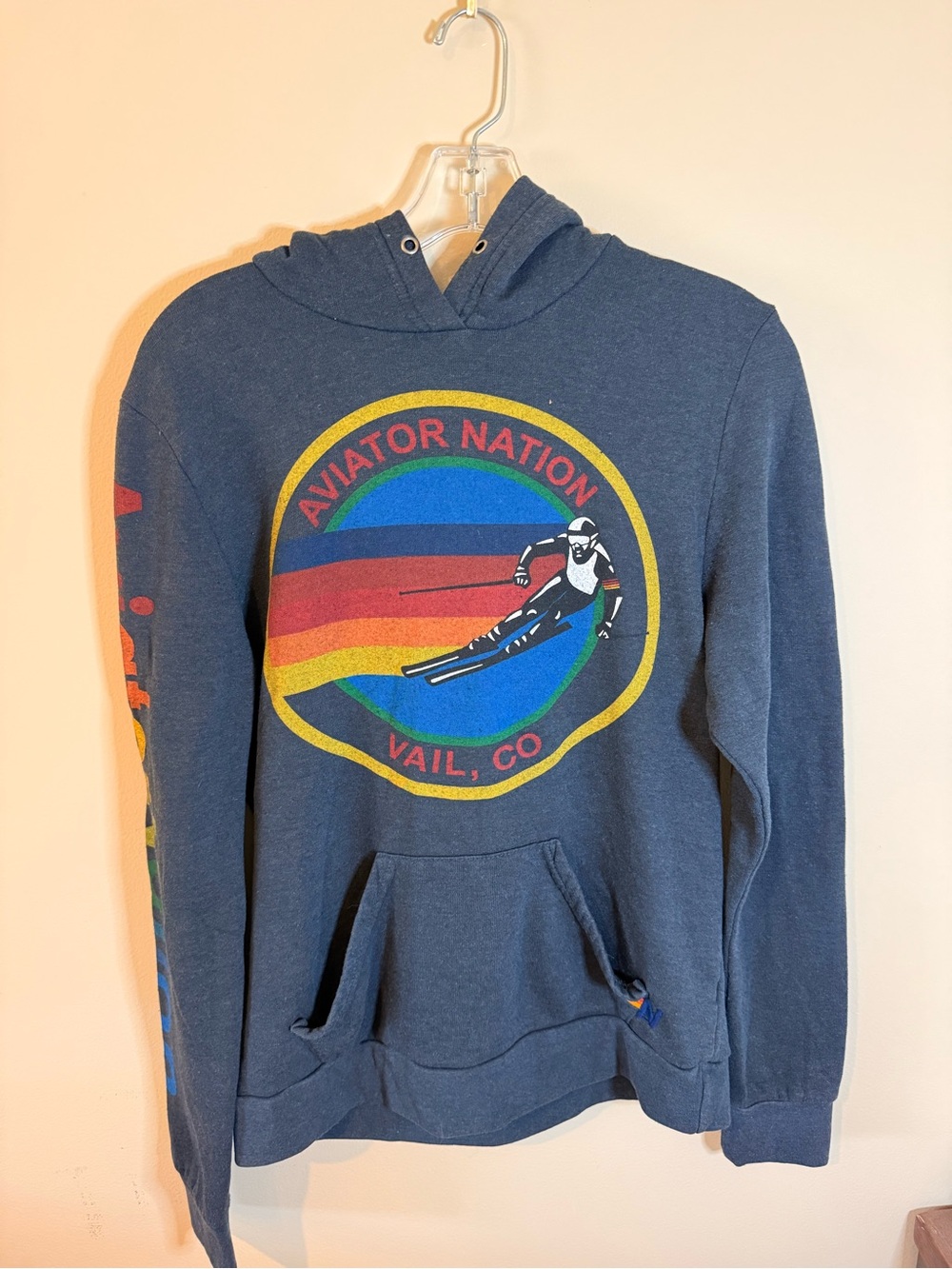 Aviator Nation Hoodie with Retro Rainbow Ski Graphic